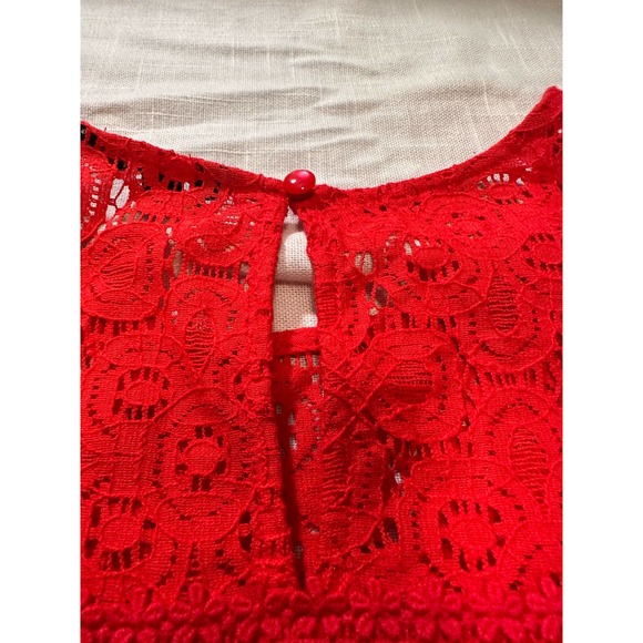 Project Runway Red Crochet top cold shoulder-XL - Picture 6 of 12